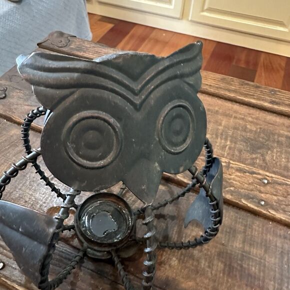 Owl Metal Votive Tea Light Candle Holder 8” Tall Decor Nature - Picture 6 of 6